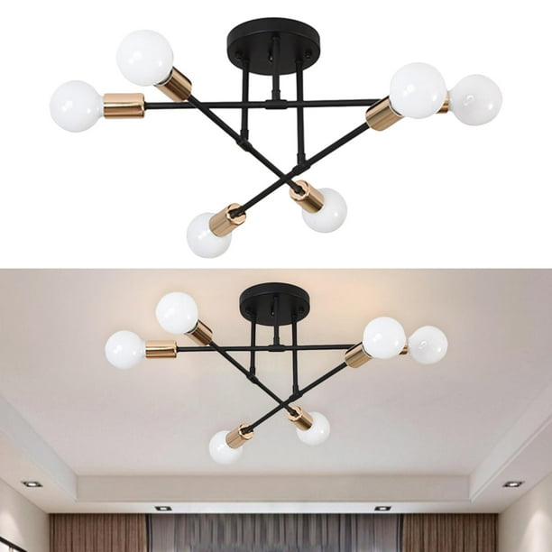 Lámpara Moderna Colco Araña Sputnik 6 Luces Negro + Dorado