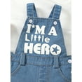 thumbnail image 4 of Kucnuzki Newborn Baby Boy Clothes 9 Months Summer Jumpsuit Bodysuit 12 Months Suspender Cool Printing Overall Denim Bodysuit Blue, 4 of 6
