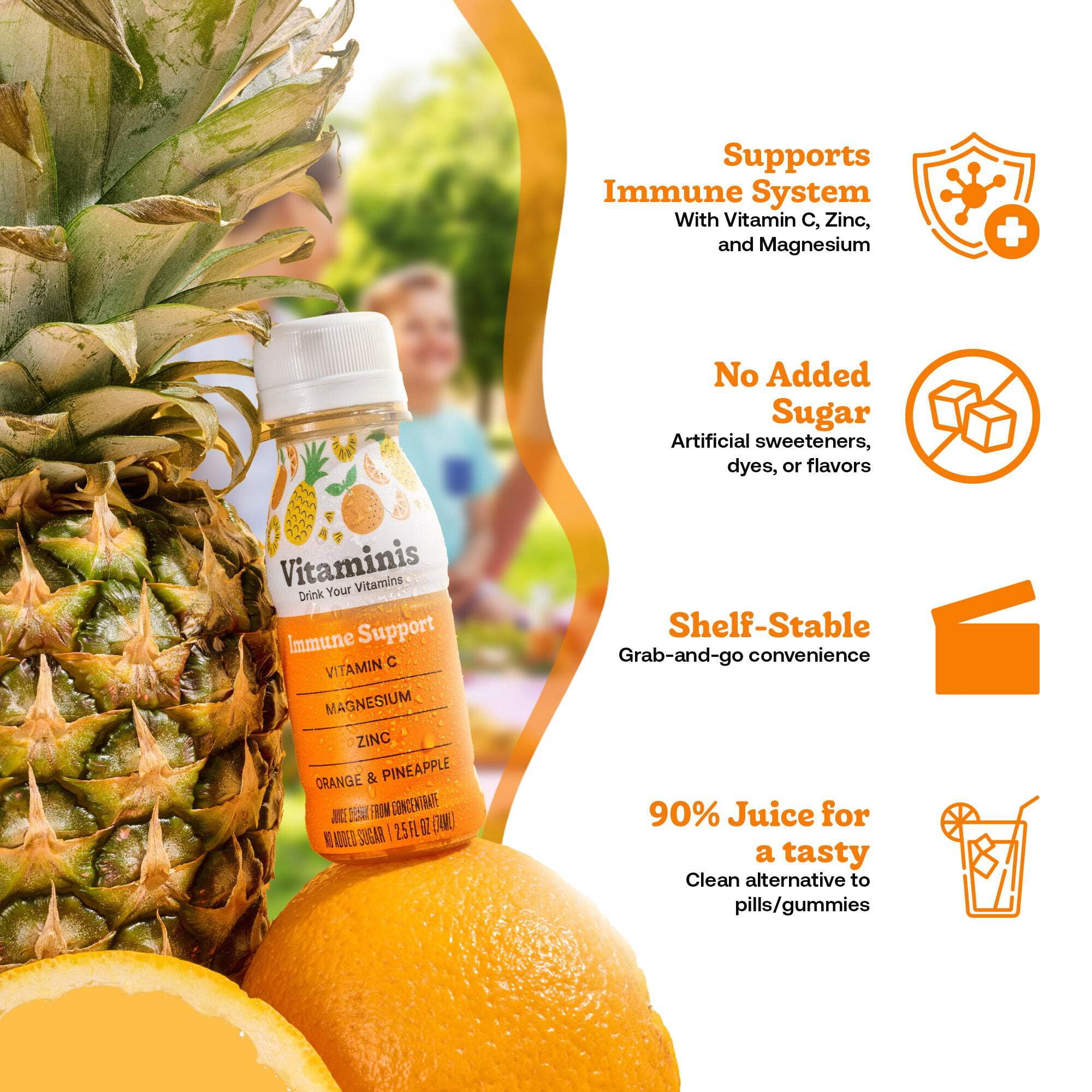Vitaminis, Immunity Shots, 2.5 Fl Oz, Pack of 12, Shelf Stable