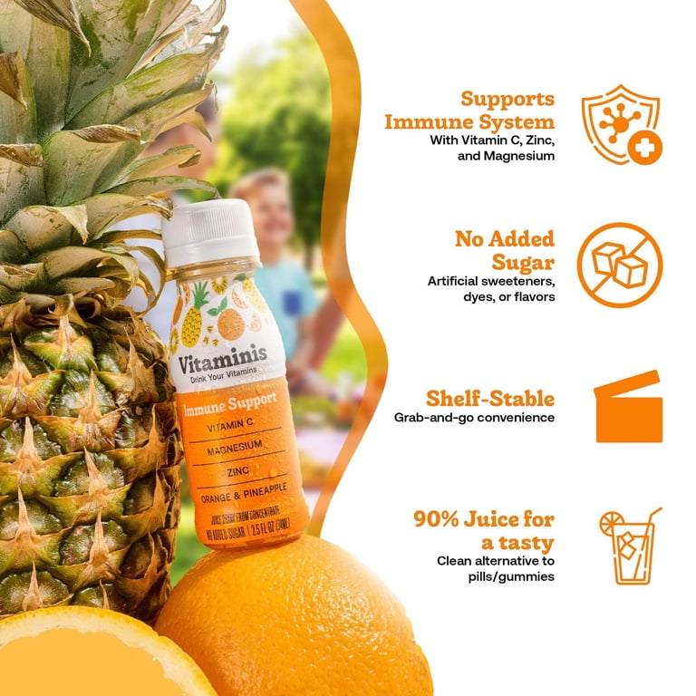 Vitaminis, Immunity Shots, 2.5 Fl Oz, Pack of 12, Shelf Stable