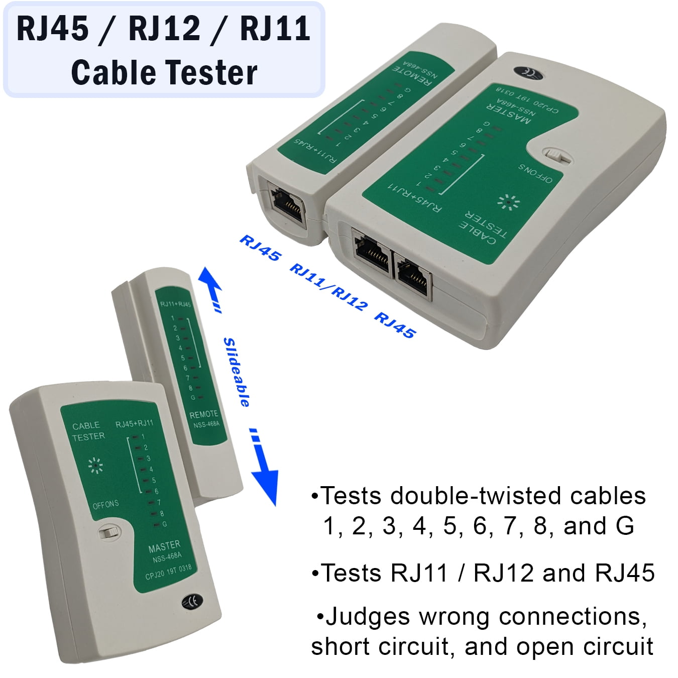 9-in-1 Network Toolkit with RJ45 Ethernet Crimping Tool, Krone Type Punch Down Tool, Networking Cable Tester, RJ45 Connectors, and Wire Strippers with Carrying Case