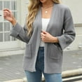 thumbnail image 2 of UYISJ Women's Fall Open Front Sweaters Waffle Knit Cardigan Long Sleeve Cozy Knit Sweaters Casual Solid Color Knitwear with Pockets Gray S, 2 of 6