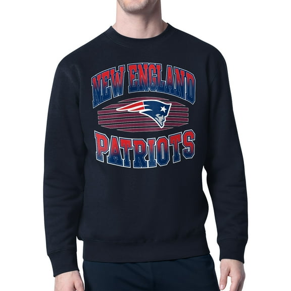 Men's Starter Navy New England Patriots Team Grit Graphic Fleece Pullover Sweatshirt