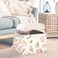 thumbnail image 3 of Yayeee Collapsible Cube Storage Bin with Lid Fabric Closet Decorative Basket with Handles, Red Watercolor Seashells, 3 of 7