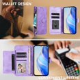 thumbnail image 5 of ELEHOLD PU Leather Wallet Phone Case For Samsung Galaxy S25 FE with Zipper Pocket Magnetic Closure Flip Folio 7 Card Slots Shoulder Strap RFID Blocking Shockproof Stand Case Cover,Purple, 5 of 8