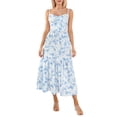 thumbnail image 1 of ZAXARRA Robe Midi d'Été pour Femmes, Décontractée Sans Manches à Imprimé Floral Fluide, 1 of 7