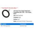thumbnail image 2 of Left Auto Trans Output Shaft Seal - Compatible with 1996 - 1999 Toyota RAV4 - National, 2 of 2