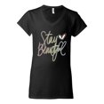 thumbnail image 2 of Stay Beautiful Positivity Quote Saying Pop Culture Women's Standard V-Neck Tee, Black, Small, 2 of 3