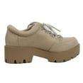 thumbnail image 3 of Soda Women's Faux Suede Oxford Lug Platform Shoes, Light Wheat, 8 M US, 3 of 5