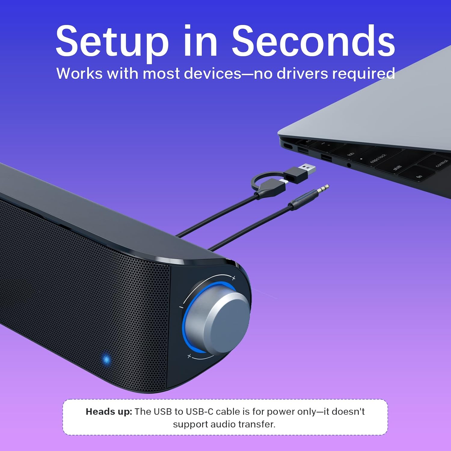 HiFi Computer Sound Bar, USB Powered Speakers with Bluetooth 5.0 & Aux-in, for Desktop PC, Laptop, Xbox, Phones, Tablets, Gaming