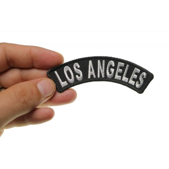 Patch, Small Embroidered Rocker (Iron-On or Sew-On), Los Angeles California City Patch, 4" x 1" Arch