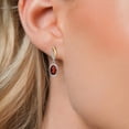 thumbnail image 3 of Gem Stone King 925 Silver and 10K Yellow Gold Red Garnet and Lab Grown Diamond Earrings for Women | 3.07 Cttw | Gemstone January Birthstone | Oval 8X6MM, 3 of 6