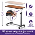 thumbnail image 4 of KEKOY Overbed Table with Wheels, Easy Height Adjustable Bedside Table for Bed for Elderly, Rolling Bed Tray Table for Eating & Reading, Stable Support for Medical Home Care and Hospital Use, 4 of 11