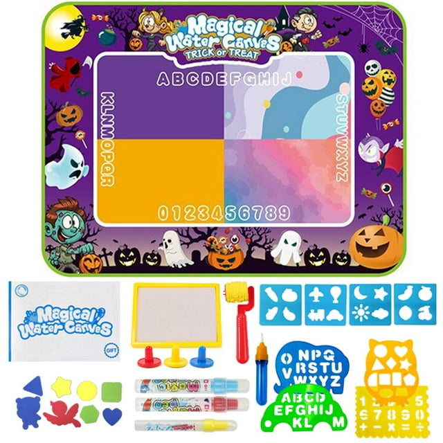 Water Doodle Mat Art Aqua Coloring Drawing Mat Educational Painting Toy Set for 3+ Years Old Kids