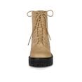 thumbnail image 6 of BLISSFUL STEP Women's Lace Up Platform Chunky Heel Combat Boots Khaki 6, 6 of 6