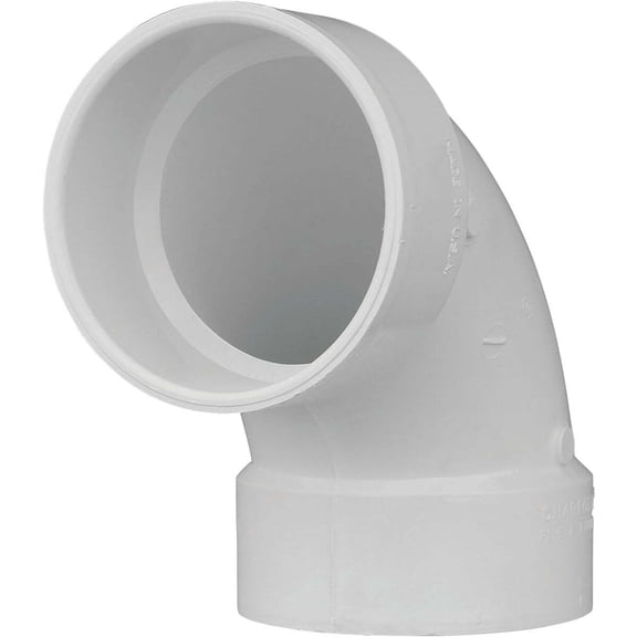 Charlotte Pipe Schedule 40 4 in. Hub X 4 in. D Hub PVC 90 Degree Elbow 1 pk
