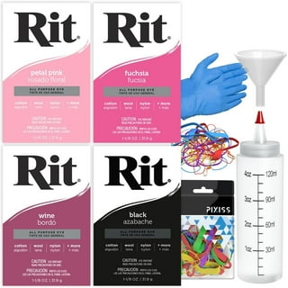 Rit Dye Liquid Black All-Purpose Dye 8oz, Pixiss Tie Dye Accessories Bundle with Rubber Bands, Gloves, Funnel and Squeeze Bottle