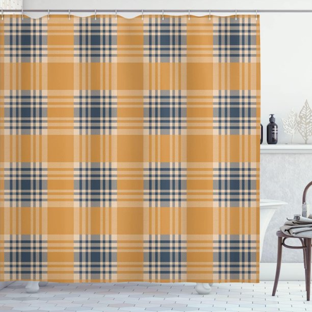 JOOCAR Checkered Shower Curtain, Old Fashioned Plaid Tartan in Dark