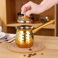 thumbnail image 2 of fastboy Pot avec Long Acier Alimentaire Durable Poignée en Acier Turc Pot de Fusion de Cire Grand Application Turc Long Argent Or 400ml 400ml, 2 of 8