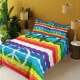 thumbnail image 2 of Ambesonne Retro Fitted & Top Sheet Set with Shams, Stripes Peace Lettering, Multicolor, 2 of 5