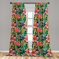 thumbnail image 4 of Ambesonne Tropical Curtains, Exotic Floral Acrylic Art, Pair of 28"x84", Burnt Sienna and Lime Green, 4 of 5