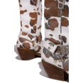 thumbnail image 3 of Botas vaqueras con estampado de vaca, tacón grueso en bloque, media pantorrilla, 3 of 4