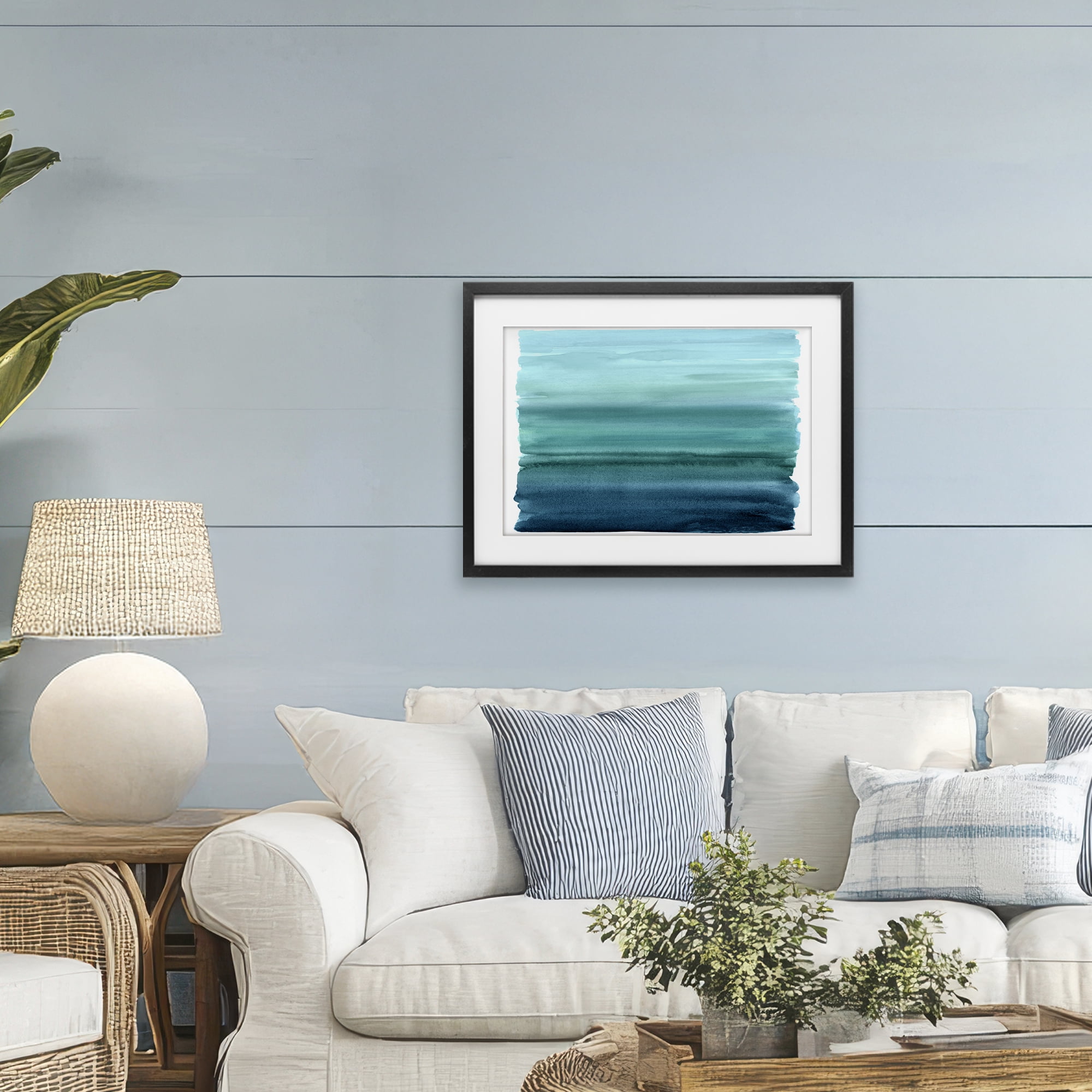 Stupell Industries Ombre Teal Gradient Black Framed Print Under Glass, design by Allie Corbin