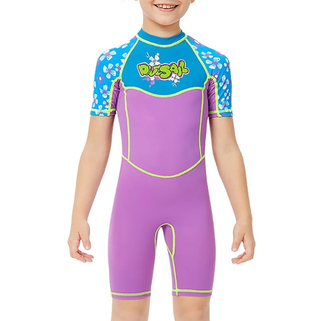 Eigraketly Trajes de neopreno traje de buceo de secado rápido de una pieza de moda Anti-medusas mangas cortas de varios tamaños para Snorkel Deportes acuáticos Violeta SG