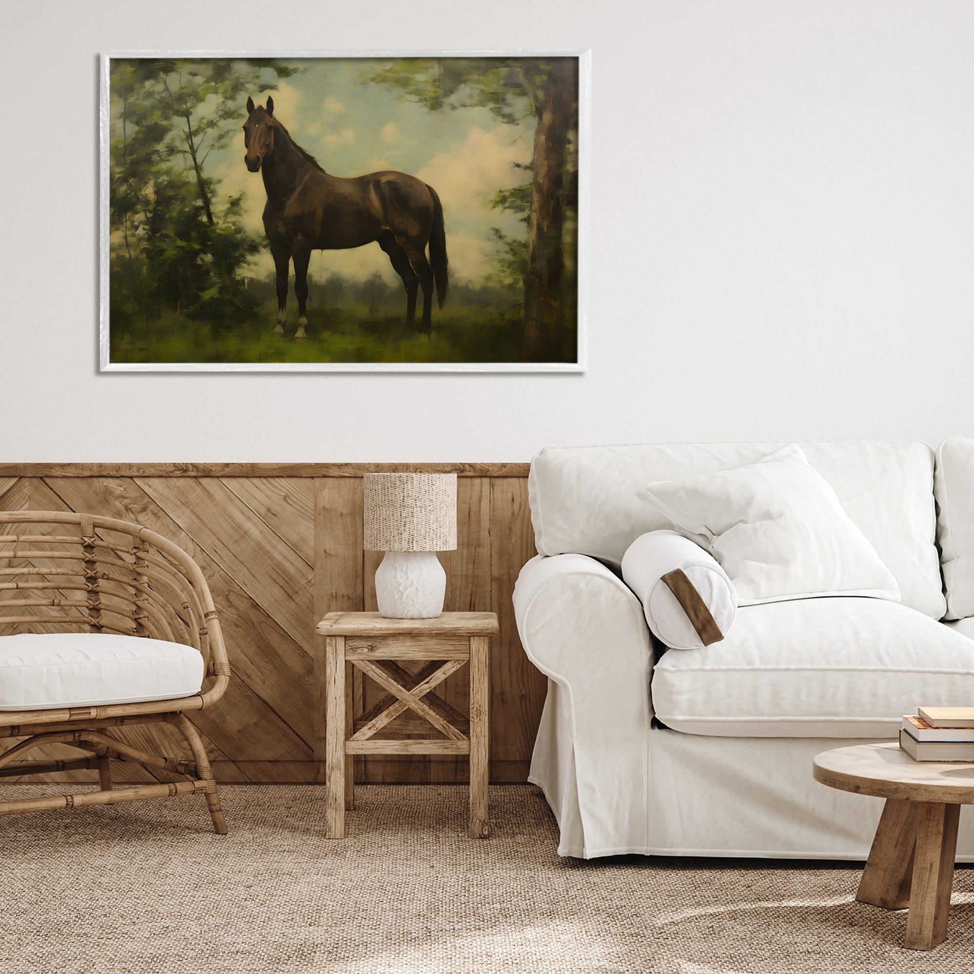 Stupell Industries Forest Horse Portrait White Framed Giclee Art, design by Petal Prints Design