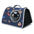 thumbnail image 1 of Bolsa de transporte para gatos, transpirable, resistente a las mordeduras, portátil, con asa ergonómica, bolsa de viaje tipo nido para gatos con correa para el hombro, flor azul, 1 of 12
