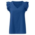 thumbnail image 2 of Aayomet Women’S Tanks Womens Lace V Neck Tunic Tank Tops Casual Sleeveless Shirt Blouse,Blue XXL, 2 of 4