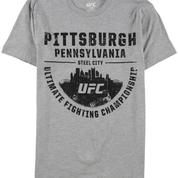 UFC Mens Pittsburgh Pennsylvania Graphic T-Shirt, Grey, Small