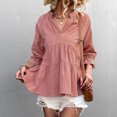 thumbnail image 4 of USSUMA Womens Summer Tops Ruffle Flowy Swing T-Shirts for Women Trendy Solid Color Boho Womens Blouses and Tops Dressy Long Sleeve v Neck Tunic Plus Size Shirts for Women, 4 of 7
