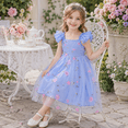 thumbnail image 5 of IPIO Girls’ Blue Floral Embroidered Tulle Party Dress with Ruffle Sleeves, 5 of 7