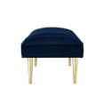 thumbnail image 4 of Nicole Miller Tadeo Velvet Bench Upholstered Channel Tufted Tapered Mirrorred Lacquer Finish Stainless Steel Leg, Navy/Gold, 4 of 10