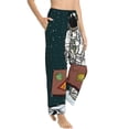 thumbnail image 2 of Disketp Astronaut Traveler With Suitcase Print Women'S Comfy Pajama Pants Casual Drawstring Palazzo Lounge Wide Leg Pants, 2 of 9