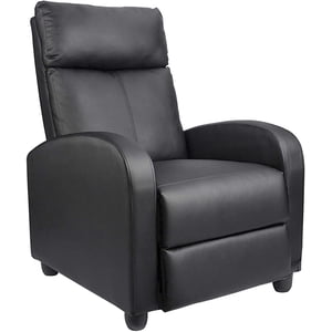 LACOO Single Sofa Recliner With Pop-up Footrest, Black
