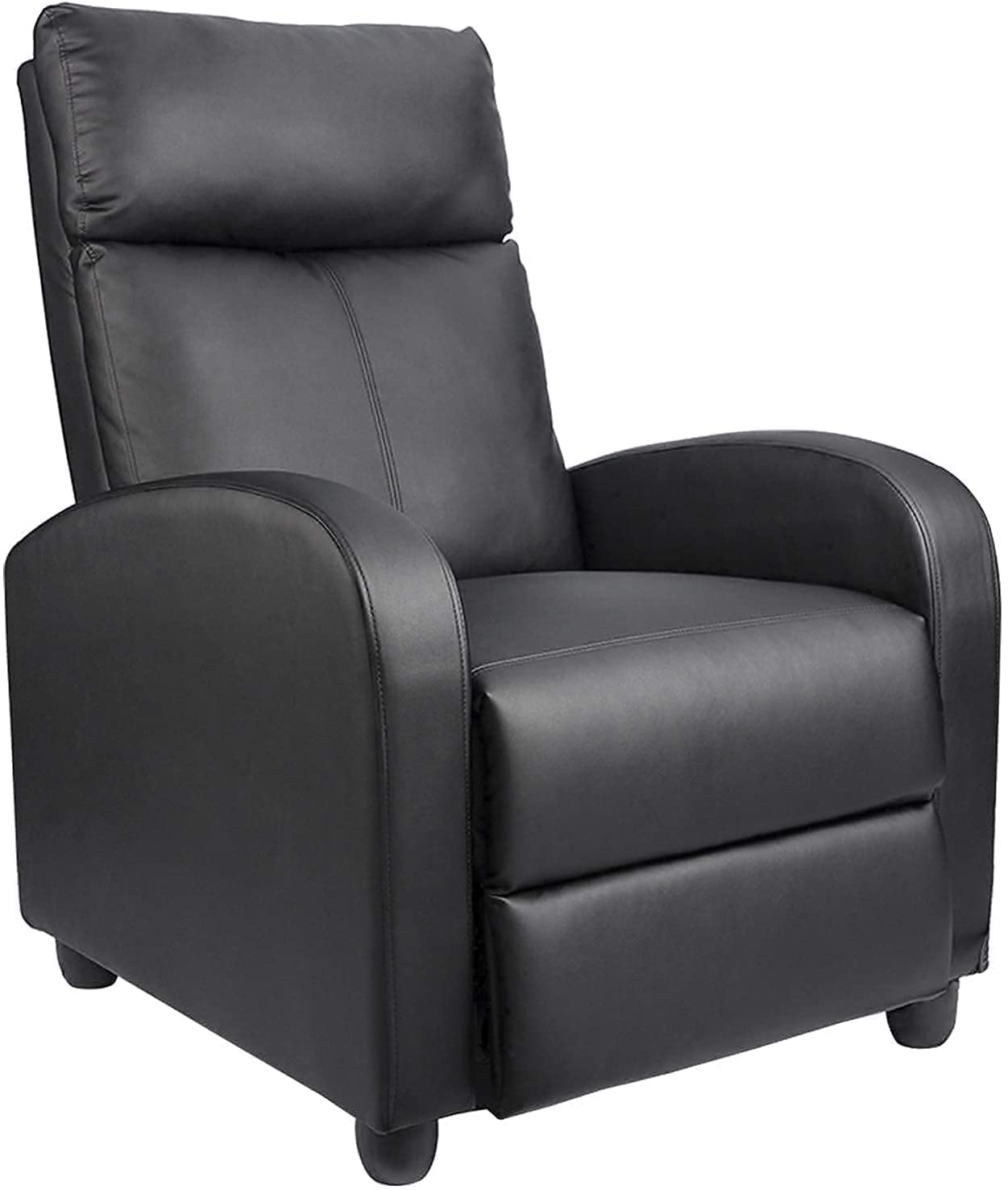 LACOO Single Sofa Recliner With Pop-up Footrest, Black