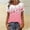 A446 Pink, variant on Xdegoge T Shirt for Women Henley Neckline Short Sleeve Casual Romantic Style Regular Fit Two Tone Color Block Floral Graphic Splicing Print Lightweight Soft Summer Spring Tops