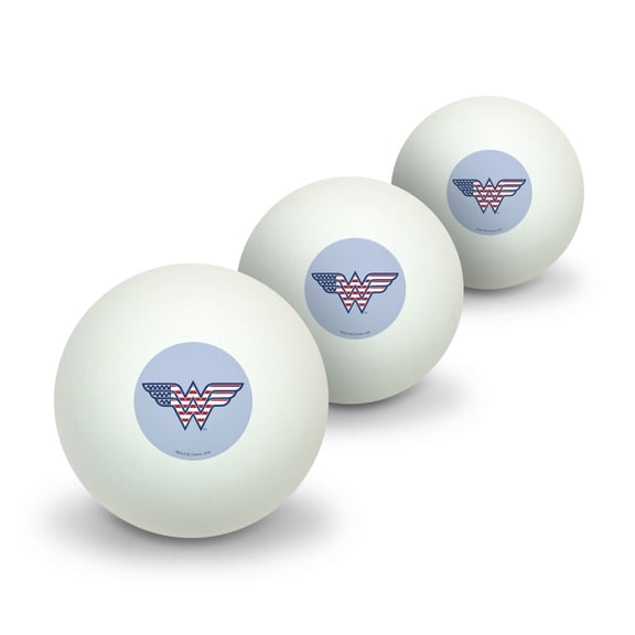 Wonder Woman USA American Flag Logo Novelty Table Tennis Ping Pong Ball 3 Pack