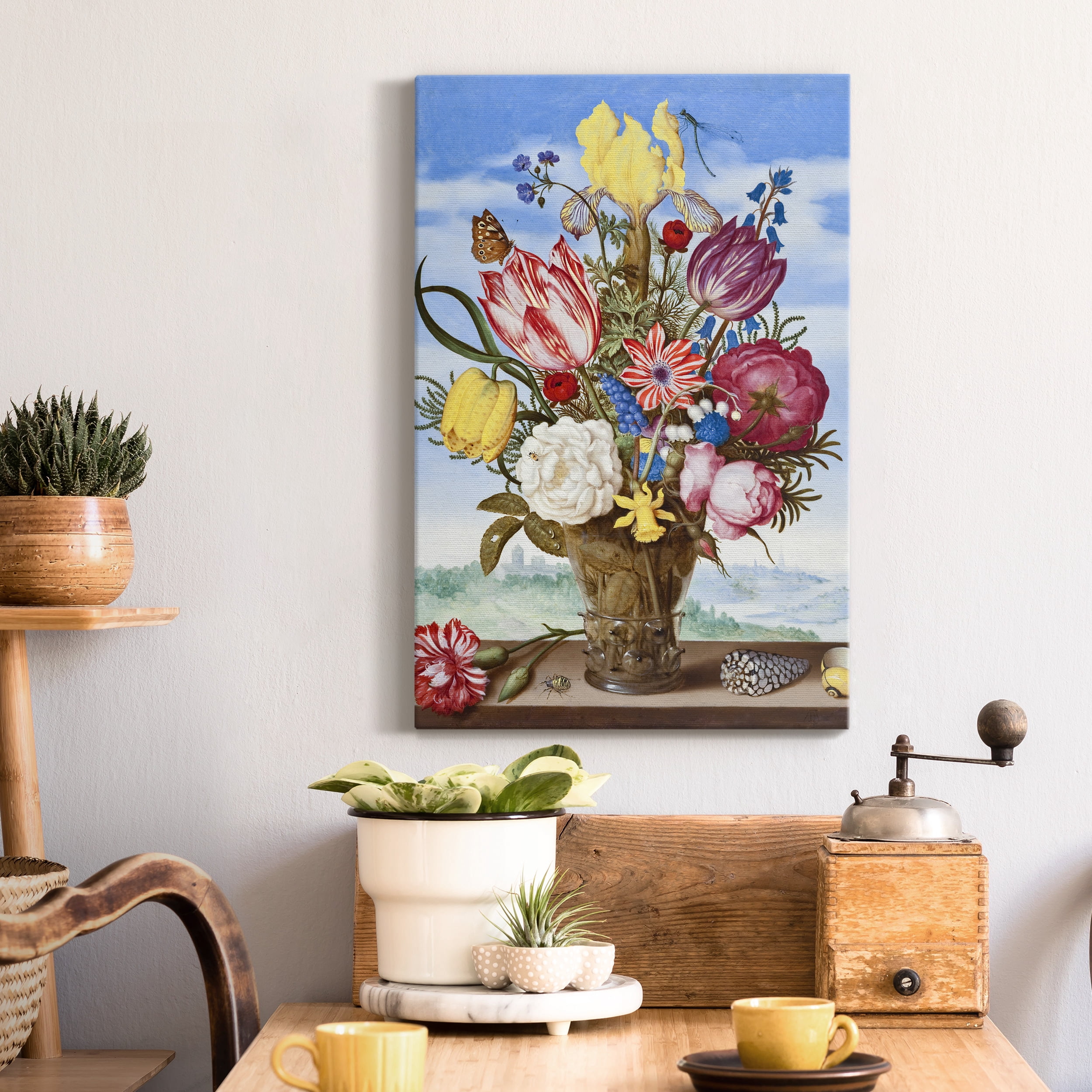 Bouquet of Flowers on a Ledge Premium Gallery Wrapped Canvas - Ready to Hang - 24 x 36