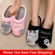 thumbnail image 2 of Zapatillas de piel esponjosa para mujer, zapatos planos de lana con patrón de gato de dibujos animados, cálidos, de felpa corta, 2 of 4