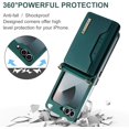 thumbnail image 6 of Phone Case for Samsung Z Flip 6 Case Wallet Magnetic Detachable, 2 in 1 Leather Slim Cover Samsung Galaxy Z Flip 6 Case with Card Holder Black Shockproof with Lanyard (Green), 6 of 16