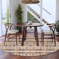 thumbnail image 4 of 7ft Washable Round Rug, Morocco Retro Non-Slip Circle Area Rug for Living Room Dining Room, Geometric Texture Nordic Ethnic Indoor Floor Mat for Home Decor, 4 of 9