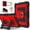 Black+Red, variant on Rugged Case for iPad iPad Air 13 M4 2026 / M3 2025 / M2 2024, 3-Layer Heavy Duty Protective Silicone + PC Shockproof Multi-Viewing Kickstand Cover with Shoulder Strap, Black+Red