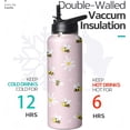 thumbnail image 4 of 40oz Cute Bee Water Bottle with Handle and Flip Straw, Sports Stainless Steel Insulated Cup, Travel Coffee Mug Tumbler, Birthday Mothers Day Chritmas Gifts for Women Animal Lovers, 4 of 6