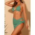 thumbnail image 2 of DARING DIVA Women's Halter Bikini Sets with Sarong Beach Skirt 3 Pieces M Gray Green, 2 of 6