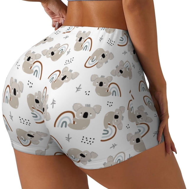Fotbe Cartoon Koala Shorts Sin Costuras – Shorts Deportivos de Cintura Alta para Mujer, Elásticos para Gimnasio, Yoga, Running o Ciclismo-Medium