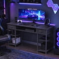 thumbnail image 5 of edx Small Desk with Fabric Drawers & Storage Shelves, 48 Inch Computer Desk Modern Writing Desk Study Table for Home Office, Balck, 5 of 8
