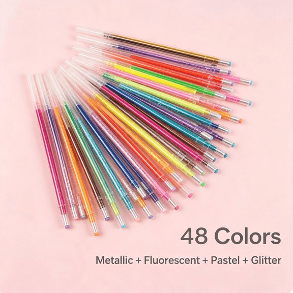 CCOCC 2026 New Glitter Gel Pens, 48 Pack Glitter Pen with Case for Adults Coloring Books, Artist Colored Gel Markers with 40% More Ink for Drawing Writing Doodling